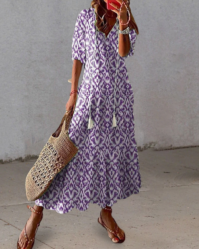 Andrea | V-Neck Printed Dress